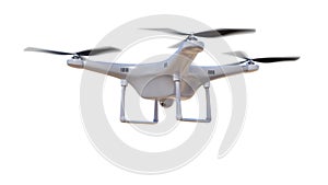 Flying drone isolated on white background. 3D rendered illustration