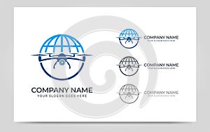 Flying Drone logo design. Editable logo design