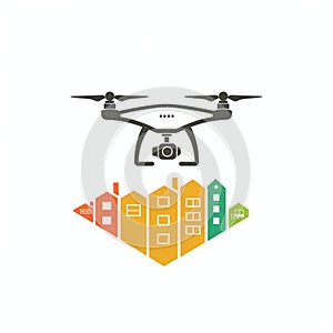 Flying Drone Over Houses Logo