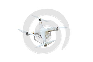 Flying drone white background