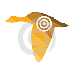 Flying duck silhouette with target icon