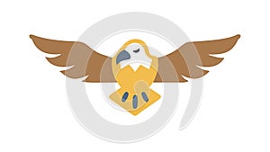 Flying Eagle Bird of Prey Wildlife Flat Design Icon, vector design Generative AI photo