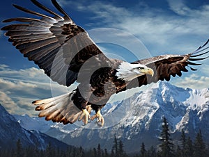 Ai Generated illustration Wildlife Concept of Flying eagle