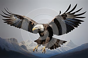 Flying eagle. Mountains at the background. AI Generated