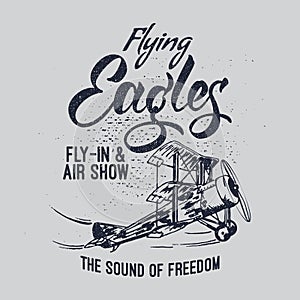 Flying Eagles air show vector illustration.
