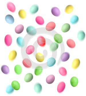 Flying Easter eggsdecoration white background
