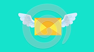 Flying email icon. Envelope. Mail and messaging icon with wings