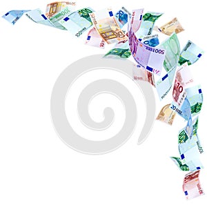 Flying Euro banknotes