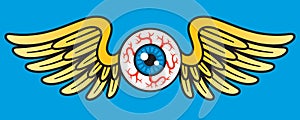 Flying Eyeball Vector Graphic.