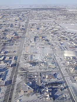 Flying into Fargo, North Dakota, View from Airplane
