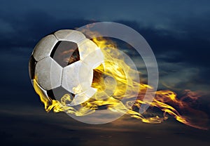 Flying fiery soccer ball