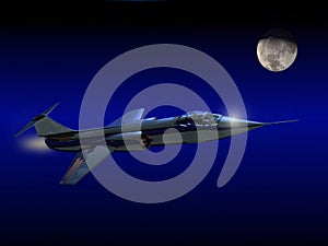 Flying fighter plane