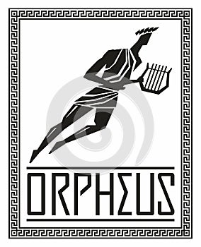 Flying figure silhouette of Orpheus. Greek mythology