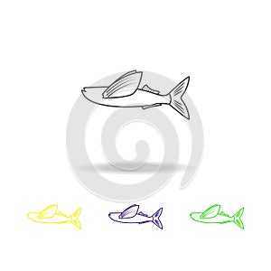 flying fish multicolored icons. Element of popular sea animals icon. Signs and symbols outline icon for websites, web design, mobi