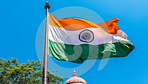 Flying flagpole symbolizes patriotism and unity in a rural scene generated by AI