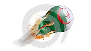 Flying Flaming Soccer Ball with Algeria Flag