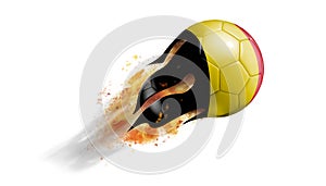 Flying Flaming Soccer Ball with Belgium Flag