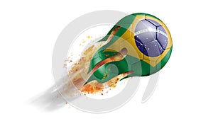 Flying Flaming Soccer Ball with Brazil Flag