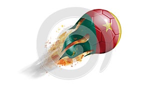 Flying Flaming Soccer Ball with Cameroon Flag