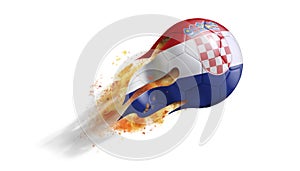 Flying Flaming Soccer Ball with Croatia Flag