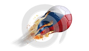 Flying Flaming Soccer Ball with Czech Republic Flag