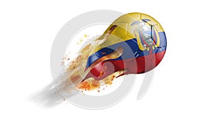 Flying Flaming Soccer Ball with Ecuador Flag