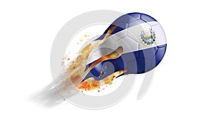 Flying Flaming Soccer Ball with El Salvador Flag