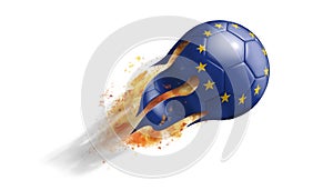Flying Flaming Soccer Ball with European Union Flag
