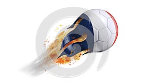 Flying Flaming Soccer Ball with France Flag
