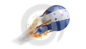 Flying Flaming Soccer Ball with Honduras Flag