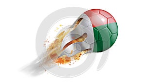 Flying Flaming Soccer Ball with Madagascar Flag