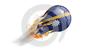 Flying Flaming Soccer Ball with Nauru Flag