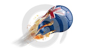 Flying Flaming Soccer Ball with New Zealand Flag