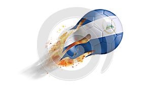 Flying Flaming Soccer Ball with Nicaragua Flag