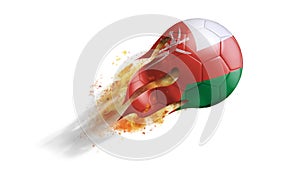 Flying Flaming Soccer Ball with Oman Flag