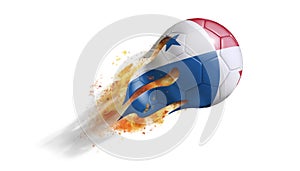 Flying Flaming Soccer Ball with Panama Flag