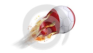 Flying Flaming Soccer Ball with Peru Flag