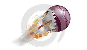 Flying Flaming Soccer Ball with Qatar Flag