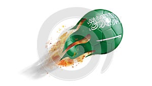 Flying Flaming Soccer Ball with Saudi Arabia Flag