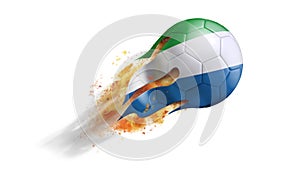 Flying Flaming Soccer Ball with Sierra Leone Flag