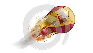 Flying Flaming Soccer Ball with Spain Flag