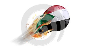 Flying Flaming Soccer Ball with Sudan Flag