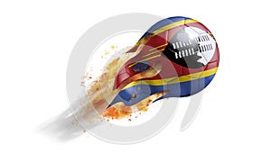 Flying Flaming Soccer Ball with Swaziland Flag