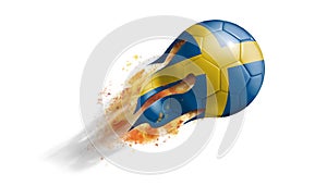 Flying Flaming Soccer Ball with Sweden Flag