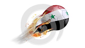 Flying Flaming Soccer Ball with Syria Flag