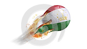 Flying Flaming Soccer Ball with Tajikistan Flag