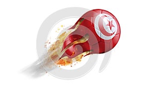 Flying Flaming Soccer Ball with Tunisia Flag