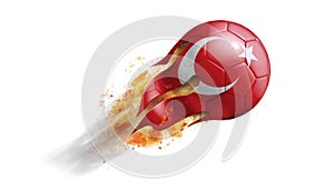 Flying Flaming Soccer Ball with Turkey Flag