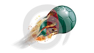 Flying Flaming Soccer Ball with Turkmenistan Flag