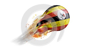 Flying Flaming Soccer Ball with Uganda Flag